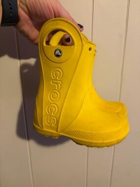CROCS Kids' Yellow Rain Boot with Heel Strap
